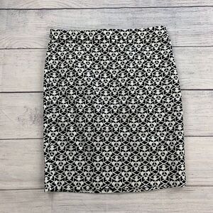 J. Crew Pencil Skirt sz 10 Black White Print Lined Back Slit New NWT